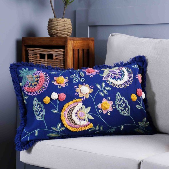 Oasis Bloom Emroidered Cushion Cover Pan Home Furnishings